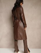 ann gissy Palton trench Maro din piele ecologică cu croială la două rânduri cu curea Nilianis