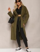 ann gissy Palton Verde cu curea legată Oversize Terethia