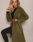 ann gissy Palton Verde cu curea legată Oversize Terethia