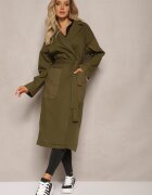 ann gissy Palton Verde cu curea legată Oversize Terethia