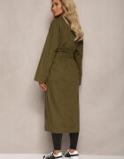 ann gissy Palton Verde cu curea legată Oversize Terethia