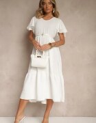 ann gissy Rochie Albă Evazată cu Viscoză în Stil Casual Filarenna