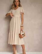ann gissy Rochie bej deschis evazată cu vâscoză în stil casual Filarenna