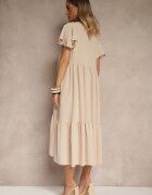 ann gissy Rochie bej deschis evazată cu vâscoză în stil casual Filarenna
