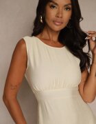 ann gissy Rochie Bej Închis din Viscoză Decorată cu Volane Doloritia