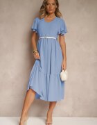 ann gissy Rochie Cloș Albastră Deschisă cu Viscoză în Stil Casual Filarenna
