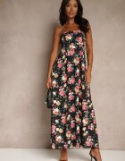 ann gissy Rochie Cloș Neagră cu Viscoză cu Imprimeu Floral Nalivie