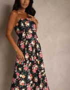 ann gissy Rochie Cloș Neagră cu Viscoză cu Imprimeu Floral Nalivie