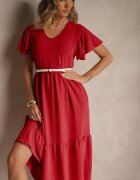 ann gissy Rochie Cloș Roșie din Viscoză Stil Casual Filarenna