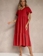 ann gissy Rochie Cloș Roșie din Viscoză Stil Casual Filarenna