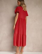 ann gissy Rochie Cloș Roșie din Viscoză Stil Casual Filarenna