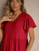 ann gissy Rochie Cloș Roșie din Viscoză Stil Casual Filarenna
