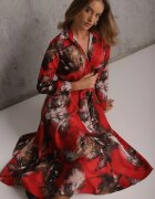 ann gissy Rochie Evazată Roșu-Maro Midi cu Cordon cu Cataramă Qirvina