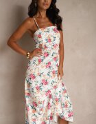 ann gissy Rochie Evazată Roz din Viscoză cu Imprimeu Floral Nalivie
