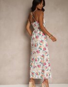 ann gissy Rochie Evazată Roz din Viscoză cu Imprimeu Floral Nalivie