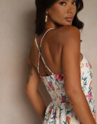 ann gissy Rochie Evazată Roz din Viscoză cu Imprimeu Floral Nalivie