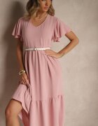 ann gissy Rochie evazată roz din viscoză stil casual Filarenna
