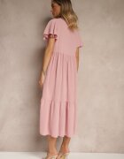 ann gissy Rochie evazată roz din viscoză stil casual Filarenna