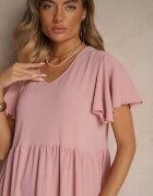 ann gissy Rochie evazată roz din viscoză stil casual Filarenna