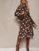 ann gissy Rochie Maro cu Buline cu Croi Evazat cu Legătură la Gât Xelvira