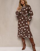 ann gissy Rochie Maro cu Buline cu Croi Evazat cu Legătură la Gât Xelvira