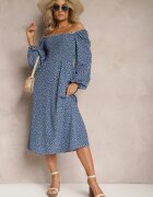 ann gissy Rochie Midi Bleumarin Evazată Cu buline Gernia