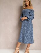 ann gissy Rochie Midi Bleumarin Evazată Cu buline Gernia