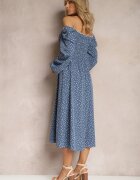 ann gissy Rochie Midi Bleumarin Evazată Cu buline Gernia