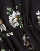 ann gissy Rochie Midi Negru-Bej Florală cu Croială Cloș cu Mâneci Liliac Jervia