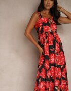 ann gissy Rochie Neagră din Viscoză cu croială evazată cu Flori Nilestra