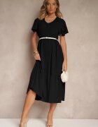 ann gissy Rochie Neagră Evazată din Viscoză în Stil Casual Filarenna