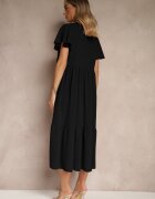 ann gissy Rochie Neagră Evazată din Viscoză în Stil Casual Filarenna