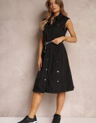 ann gissy Rochie Neagră sub genunchi cu curea decorativă Adarene