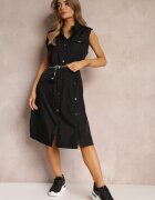 ann gissy Rochie Neagră sub genunchi cu curea decorativă Adarene