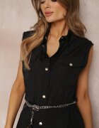 ann gissy Rochie Neagră sub genunchi cu curea decorativă Adarene