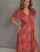 ann gissy Rochie petrecută cu adaos de vâscoză decorată cu motiv Paisley Nesaleia Roșie