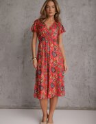 ann gissy Rochie petrecută cu adaos de vâscoză decorată cu motiv Paisley Nesaleia Roșie