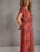 ann gissy Rochie petrecută cu adaos de vâscoză decorată cu motiv Paisley Nesaleia Roșie