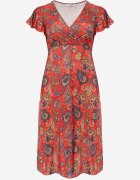 ann gissy Rochie petrecută cu adaos de vâscoză decorată cu motiv Paisley Nesaleia Roșie