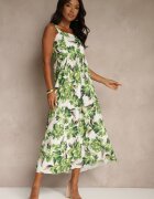 ann gissy Rochie Verde din Viscoză Evazată cu Flori Nilestra