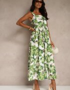 ann gissy Rochie Verde din Viscoză Evazată cu Flori Nilestra