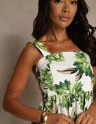 ann gissy Rochie Verde din Viscoză Evazată cu Flori Nilestra