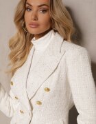 ann gissy Sacou bej deschis cintrat cu nasturi decorativi și întăritură la umeri Azinnara