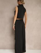 ann gissy Set negru Vestă tip cămașă și Pantaloni cu croială largă stil cargo Zibelle