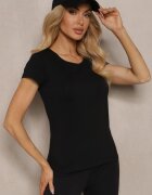 ann gissy Tricou Negru Casual din Bumbac Zeiasha