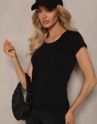 ann gissy Tricou Negru Casual din Bumbac Zeiasha