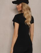 ann gissy Tricou Negru Casual din Bumbac Zeiasha