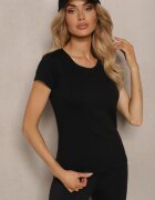 ann gissy Tricou Negru Casual din Bumbac Zeiasha
