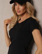 ann gissy Tricou Negru Casual din Bumbac Zeiasha