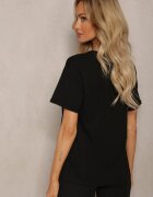 ann gissy Tricou Negru din Bumbac Decorat cu Imprimeu pe Partea din Față Katrielle